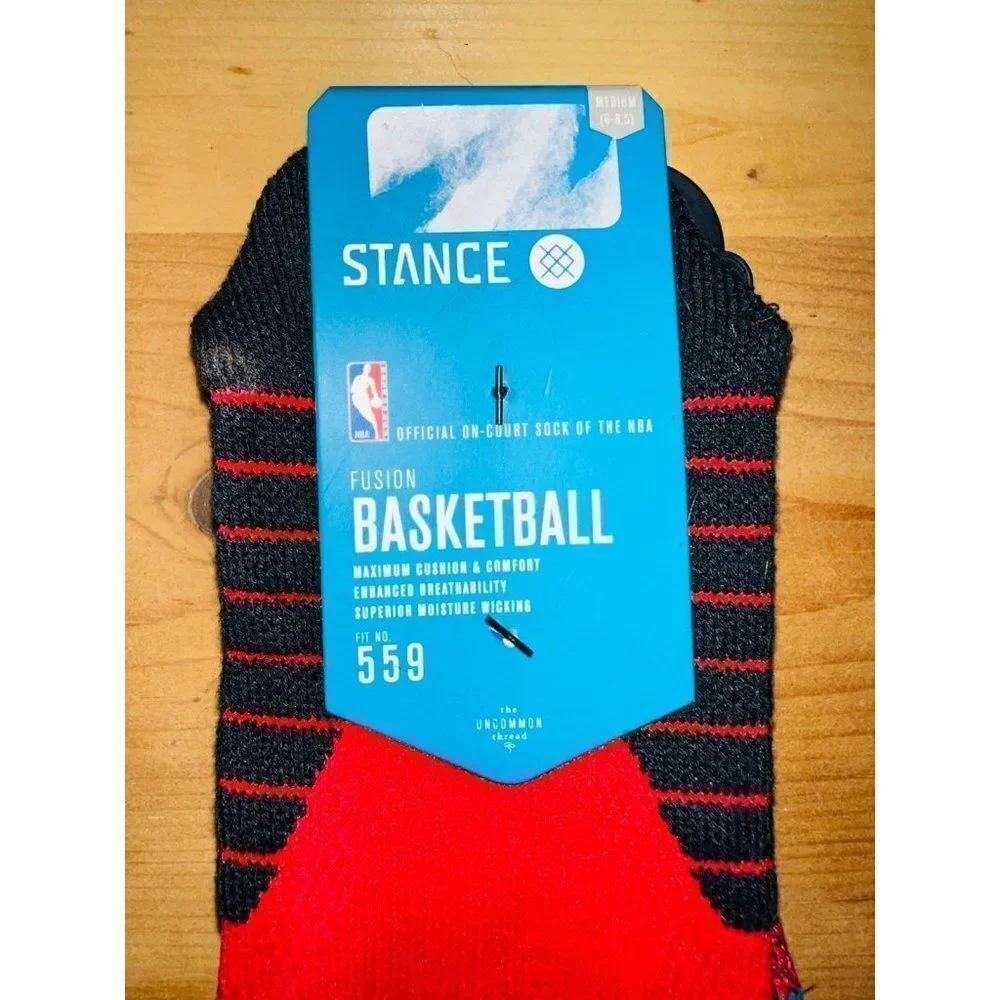 Stance‎ Fusion Basketball Socks Red Solid Crew 559 medium New 6-8.5